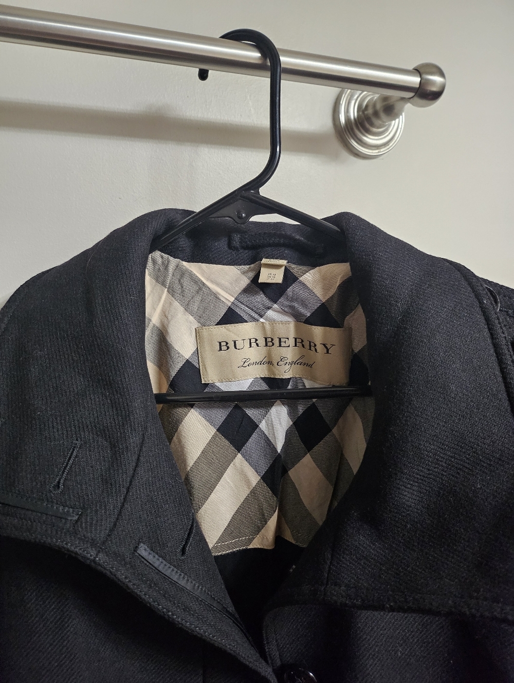 Burberry Women’s  Black Long Trench Coat Belted Button Check Pattern - Picture 4 of 12